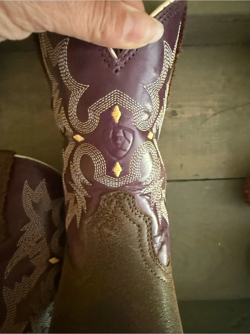 Brown & Purple Embroidered Western Cowgirl Boots Ariat Kids Size 1